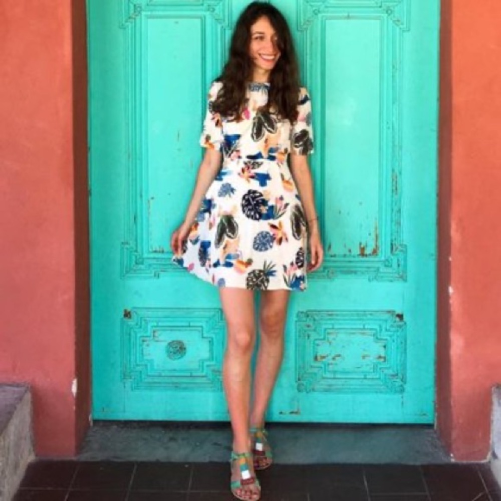 & Other Stories Rare Printed Open Back Mini Dress